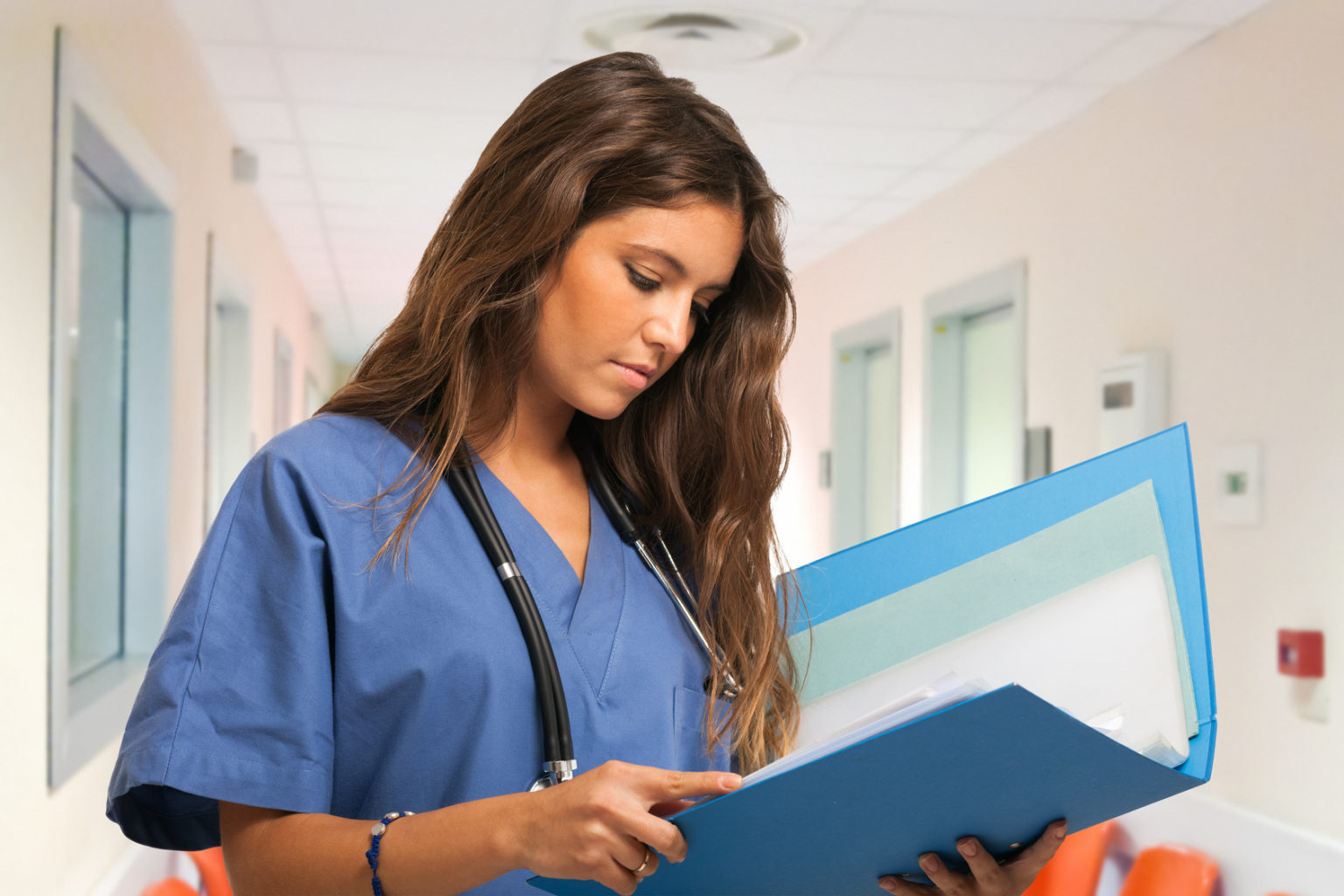 Medical assistant student studying