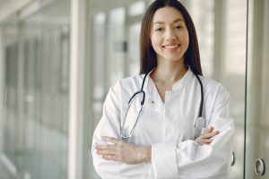 female doctor in a white uniform