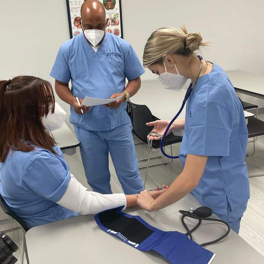 miramar medical assistant program and miramar nursing assistant program students practicing their skills