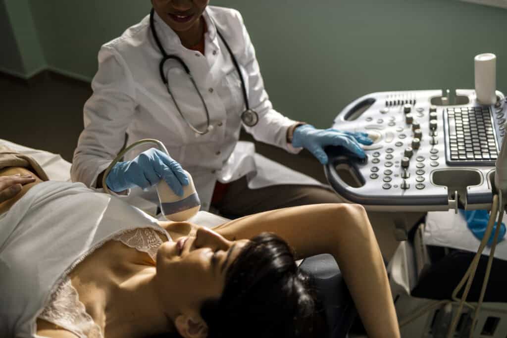 Examination of breast ultrasound after augmentation
