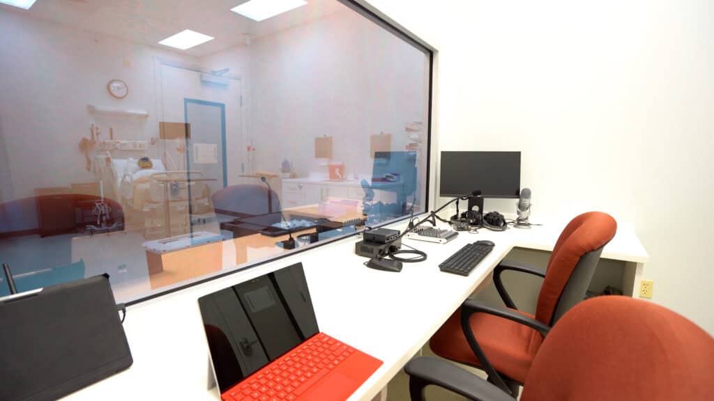 The inside of a simulation lab control room