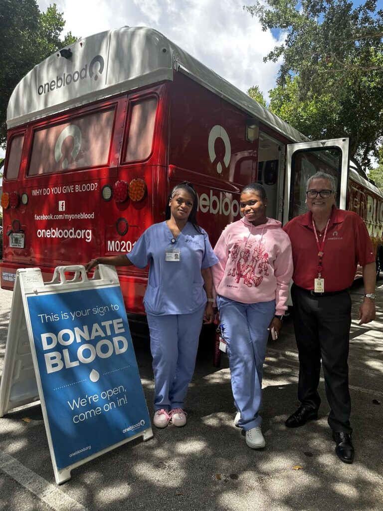 miramar campus students doing a blood drive with oneblood
