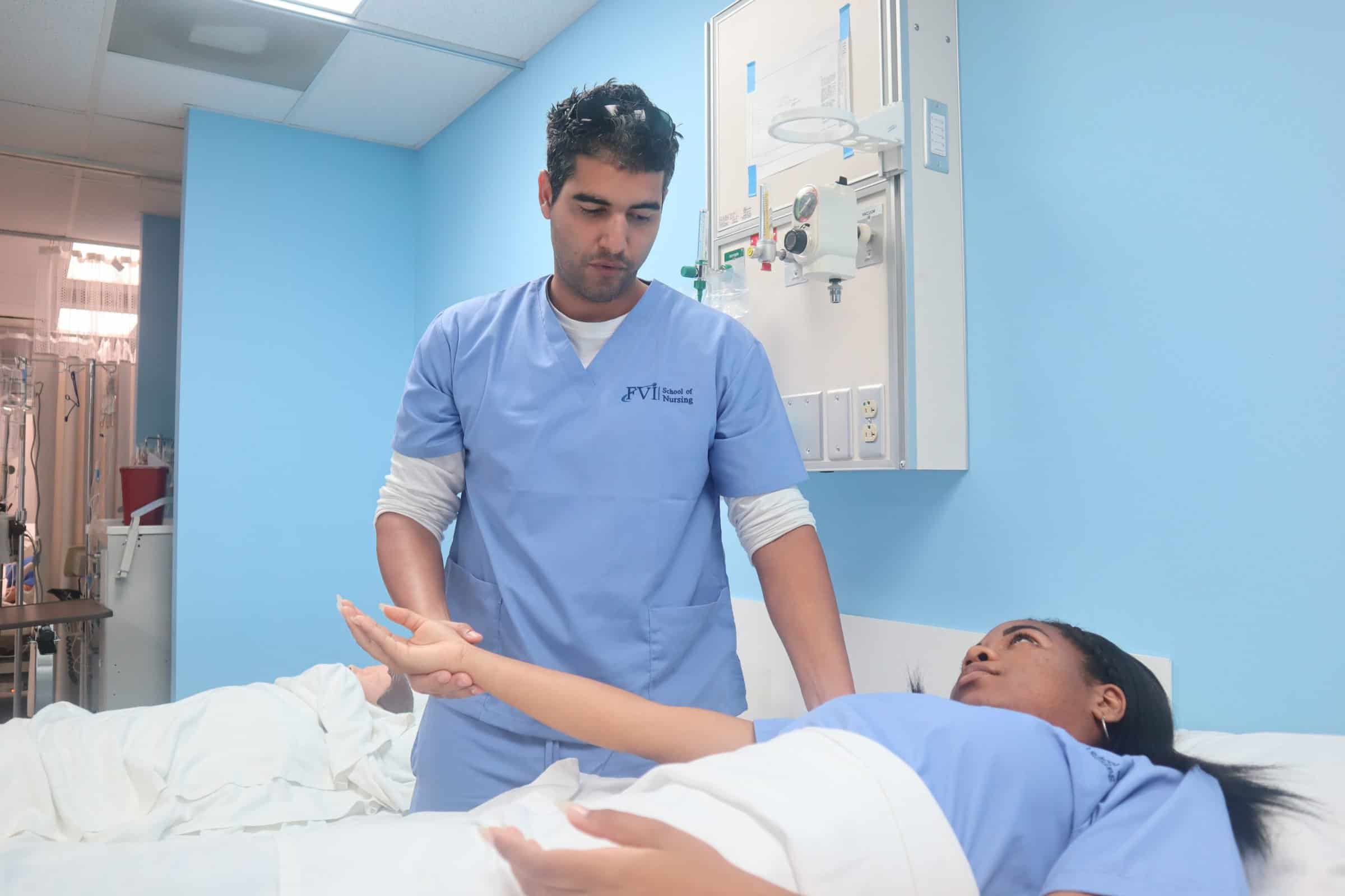 Practical Nursing students practicing their skills